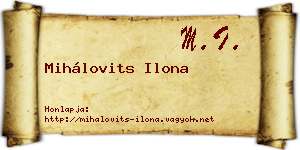 Mihálovits Ilona névjegykártya